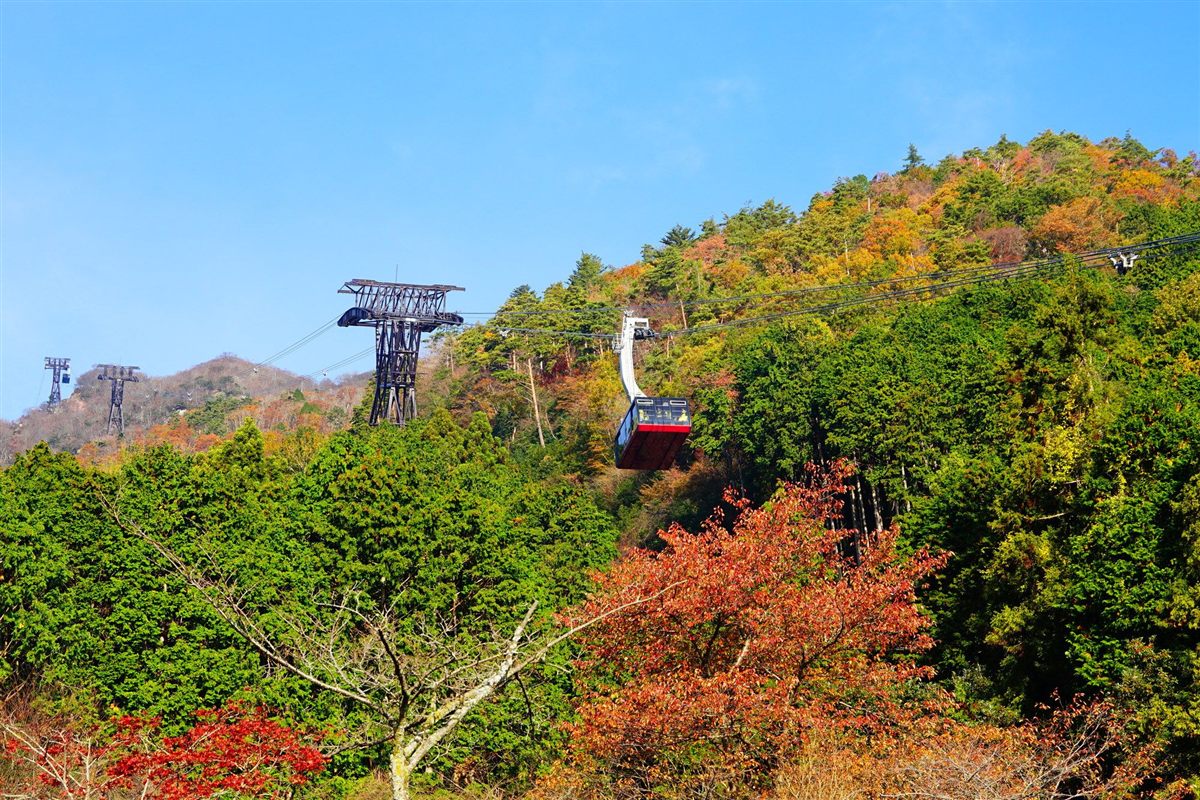 從琵琶湖山谷俯瞰的楓葉與琵琶湖